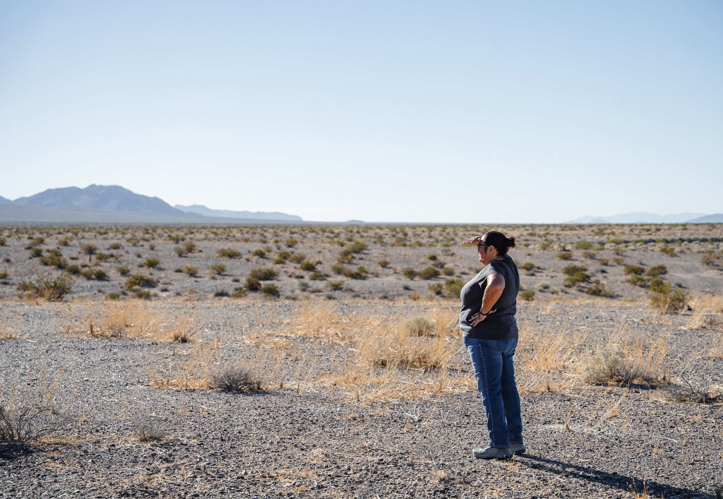 Mandi Campbell looks at the view the top of a clinoptilolite mine.