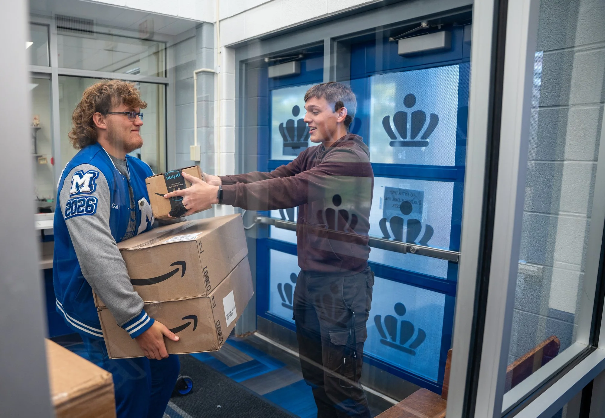 Per his orchestra director’s request Gavin helped pick up packages from the front office at Mason County High School during lunch Oct. 23, 2025.