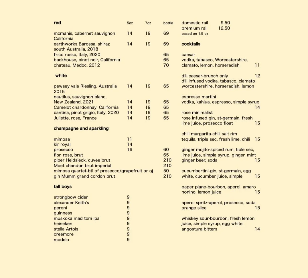 MENU — 7 WEST CAFE
