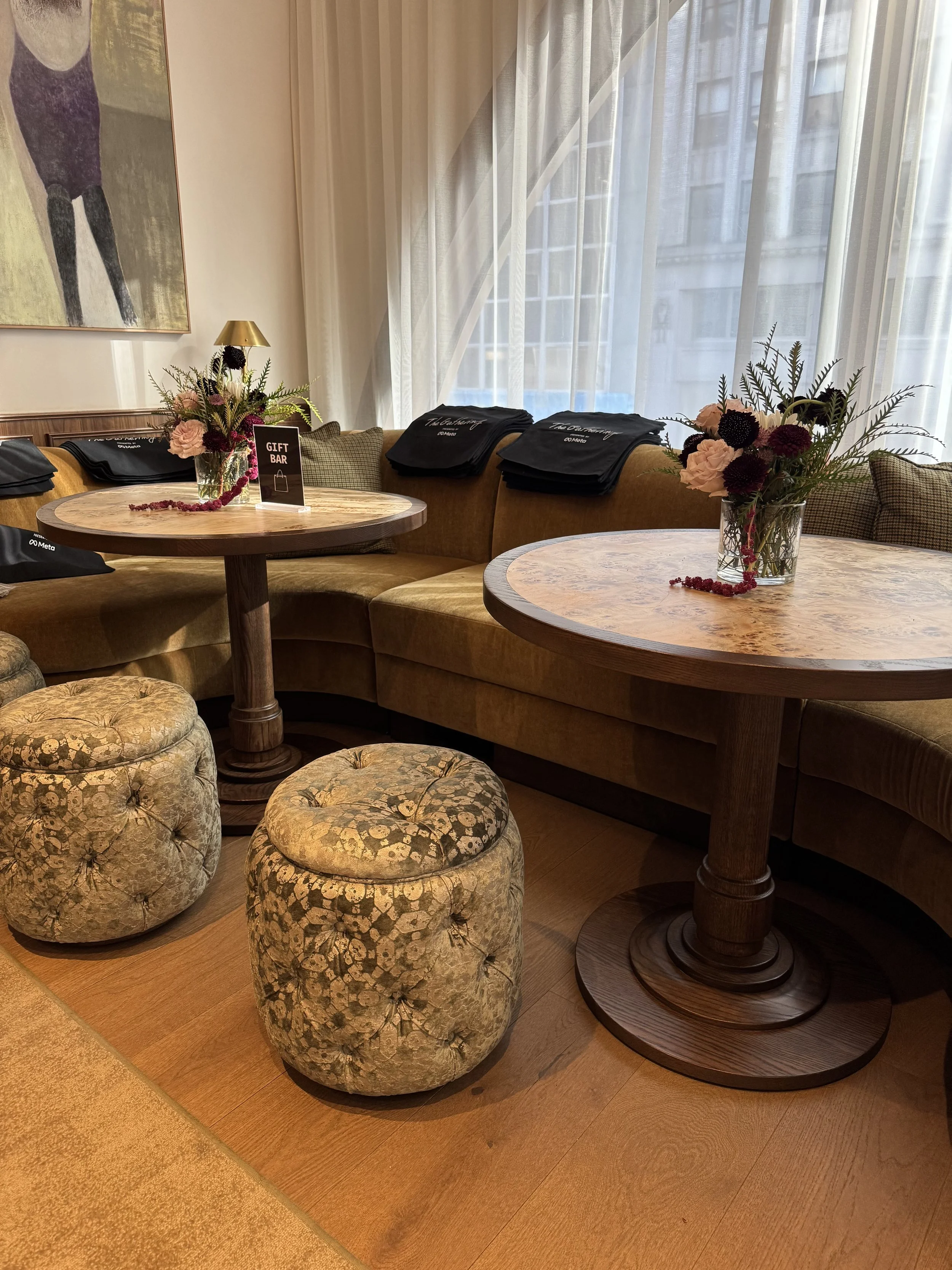 META - The Gathering 
Floral design for brand event, delivering 10 custom arrangements. 