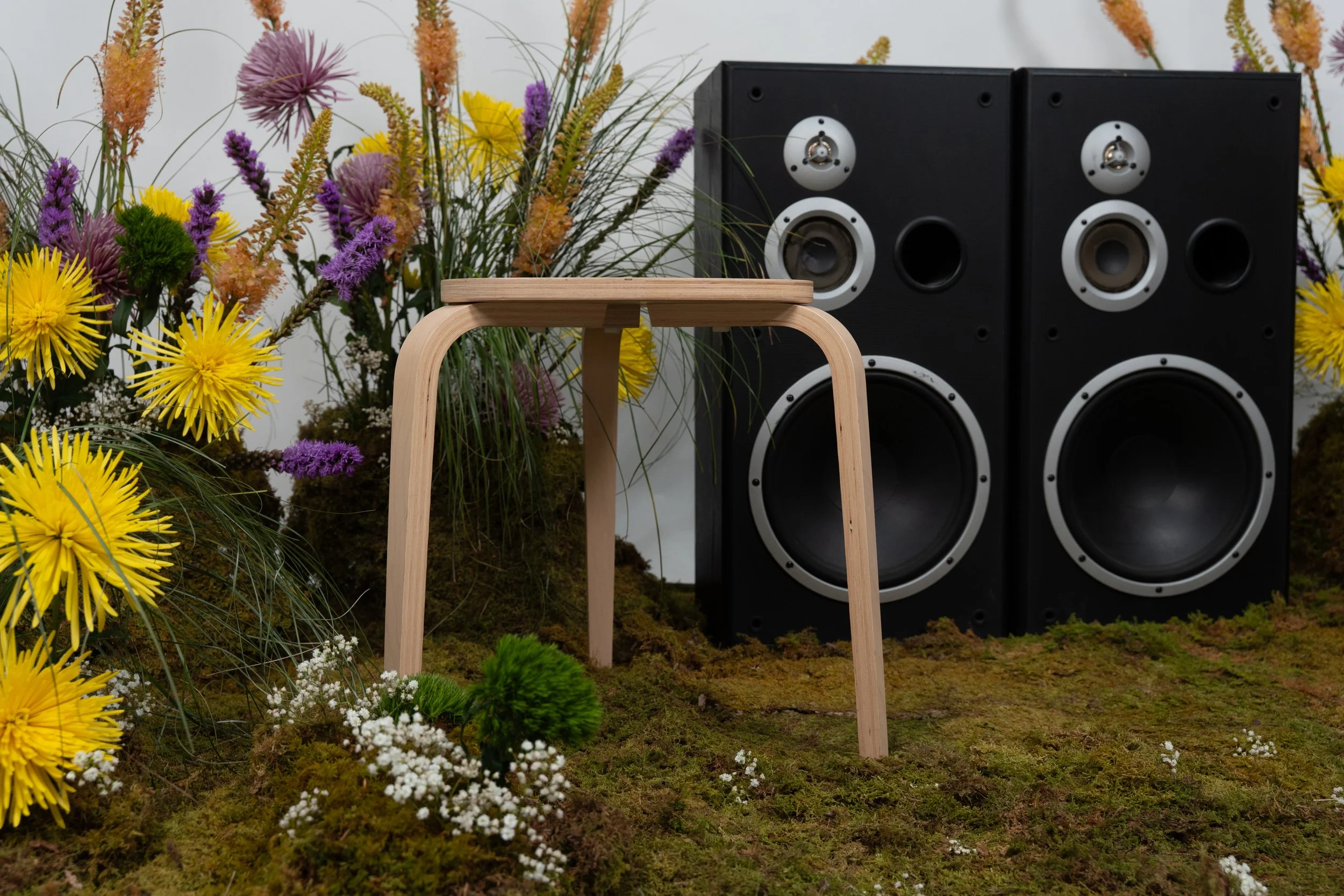 Custom floral installation blending organic textures and sculptural form for a Christian recording artist