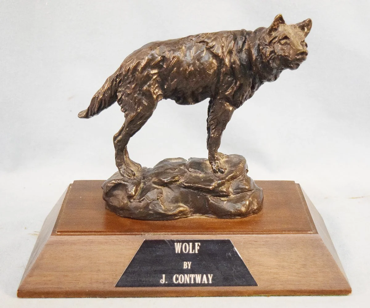 Contway, Jay, bronze, Wolf, #16/100, 5" x 7" x 3", wood base