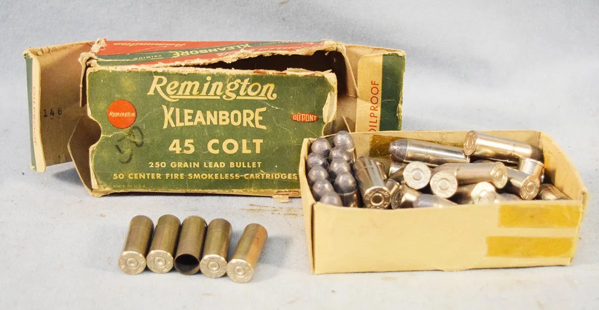 Remington Kleanbore 45 Colt ammo, 250 grain, 39 rounds, 5 empty