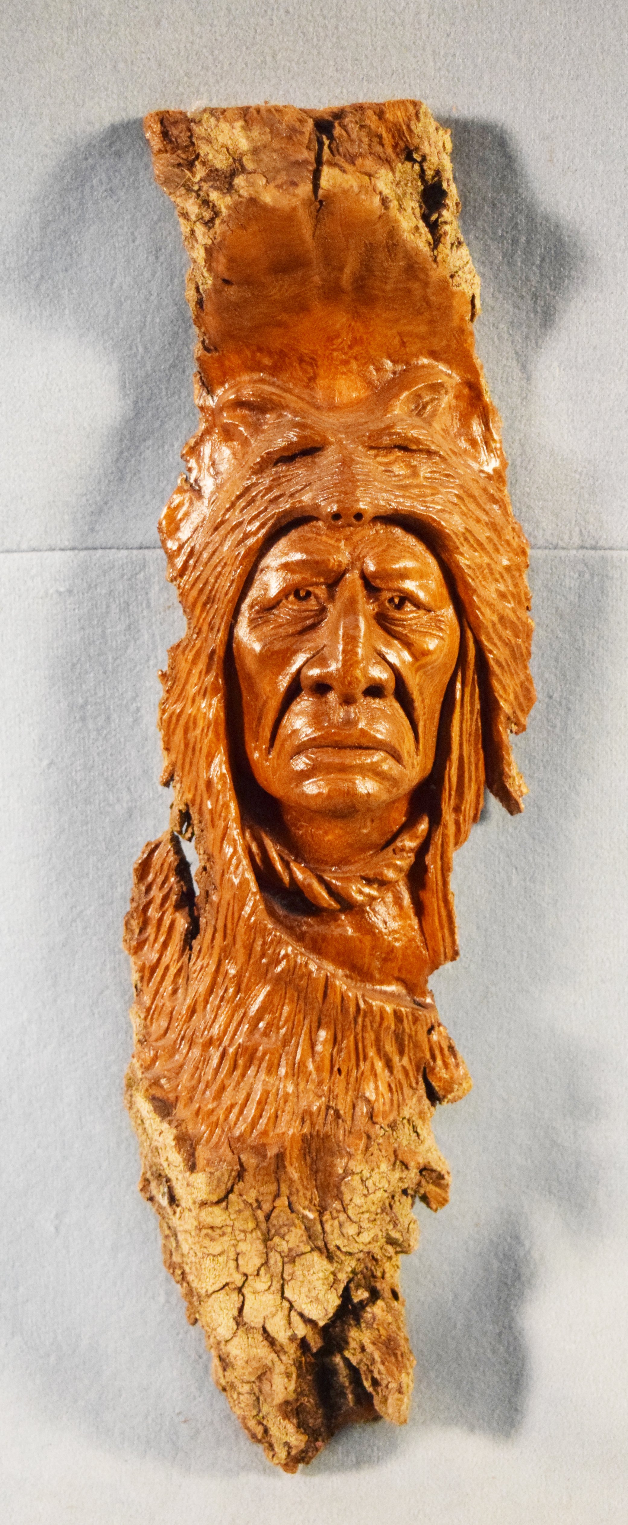 (4) Raistrick, Gordon natural wood bark carvings, signed by artist