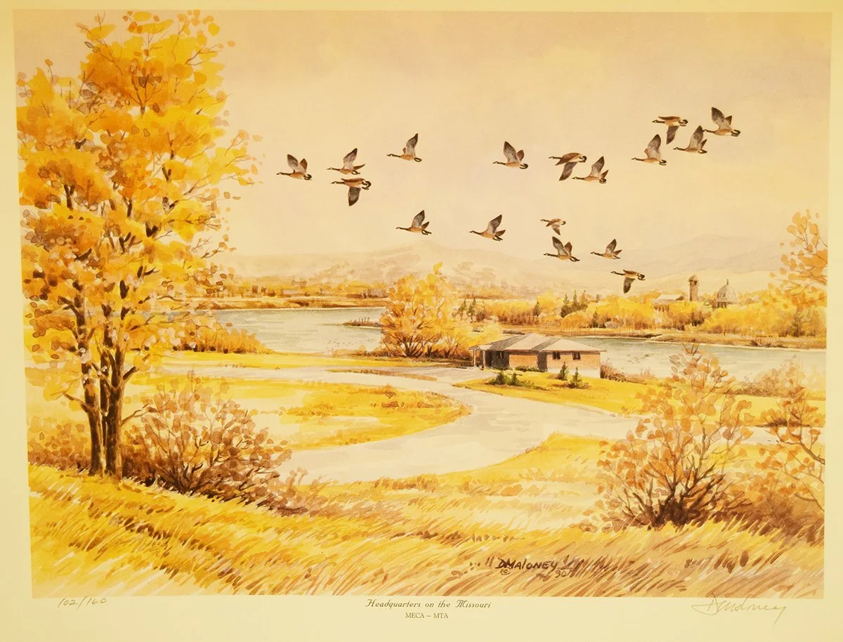 Maloney, Dave, print, Headquarters on the Missouri, 1990, #102/160, 9½" x 13", signed lower right
