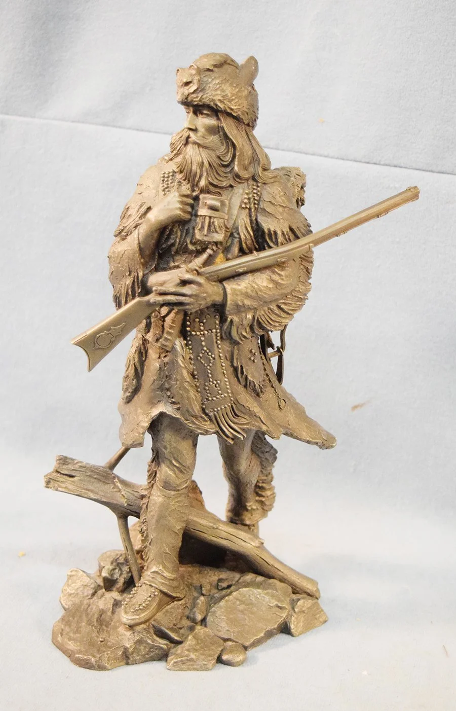 Ponter, Jim, fine pewter sculpture, The Fur Trapper, 10" x 5.5" x 4", Western Heritage Museum, 1981