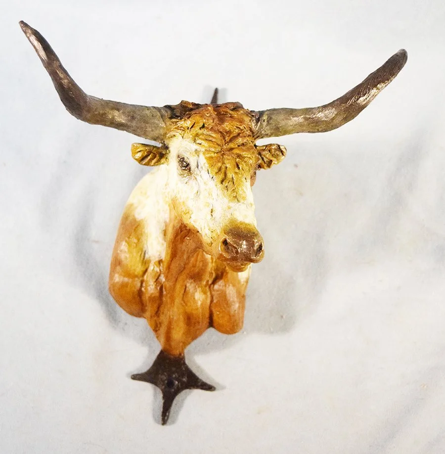 Contway, Jay (1935-2019), bronze, Longhorn Bust, 10.5" x 10" x 9.5", #18/100, 2004