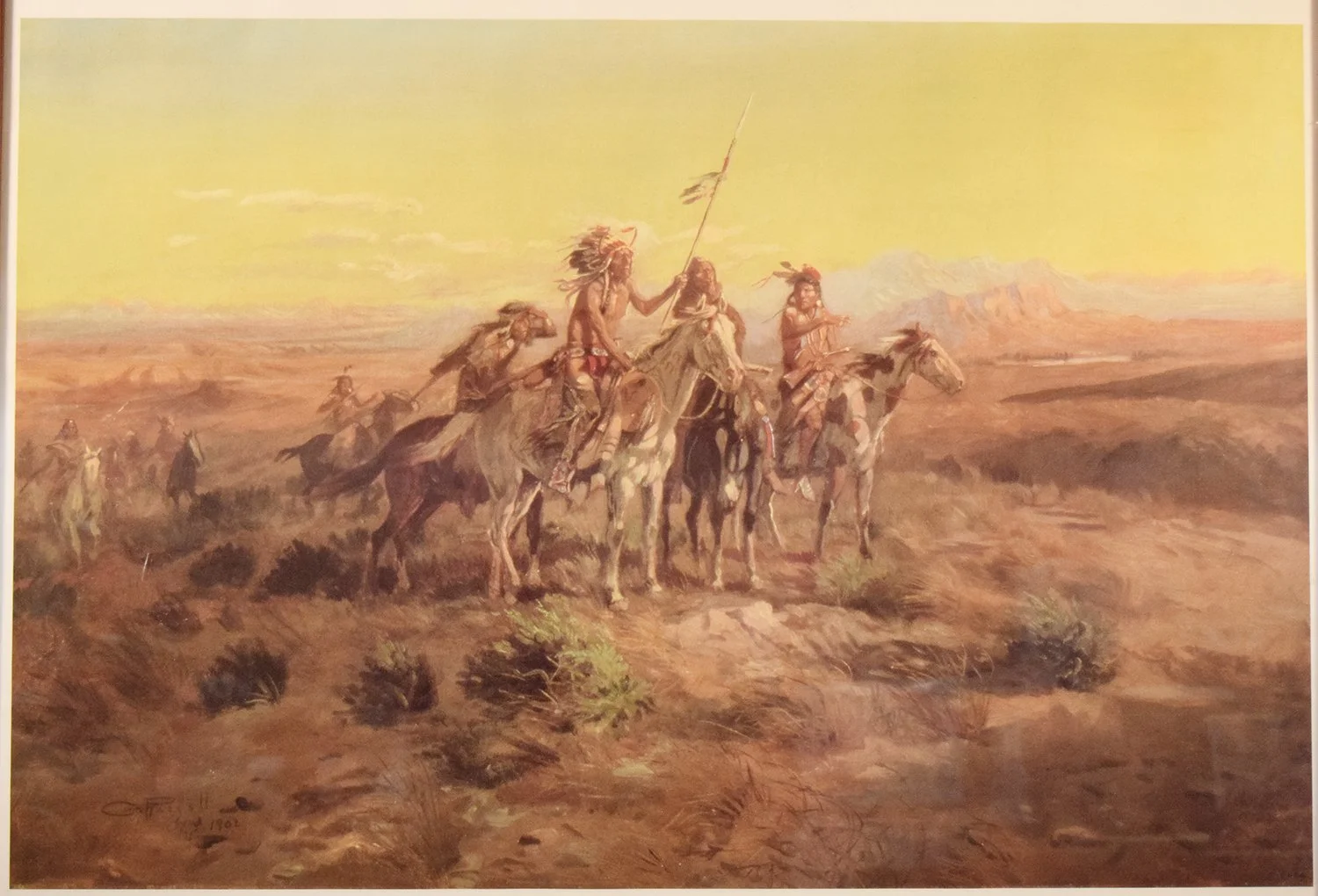 Russell, C. M., print, The Scouts, 19" x 27", framed
