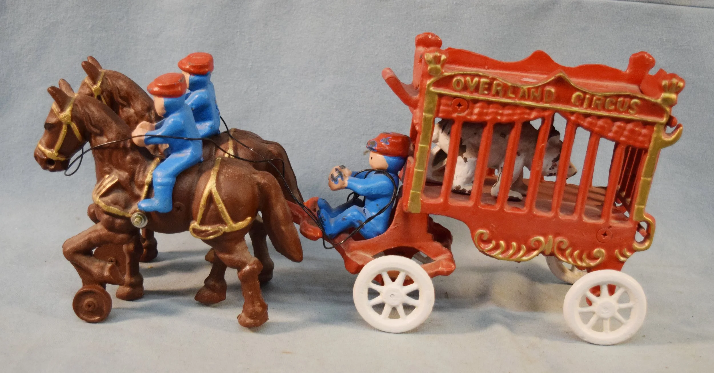 Vintage cast iron horse drawn circus wagon