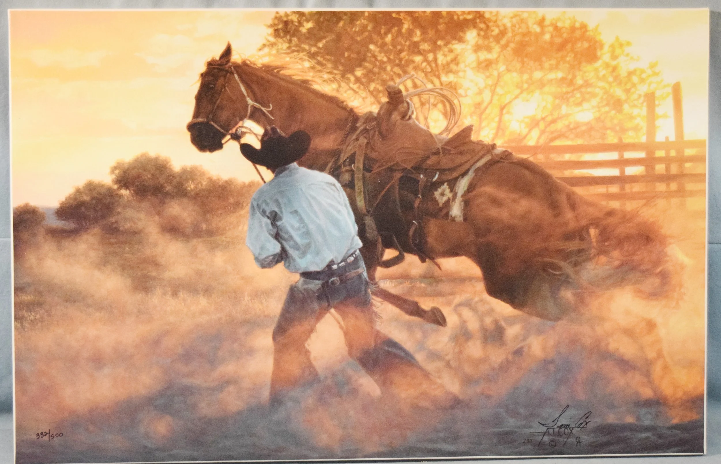 Cox, Tim, giclee on canvas, When Horse Whispering Gets Loud, 20" x 14", signed & numbered, #332/500, signed lower right