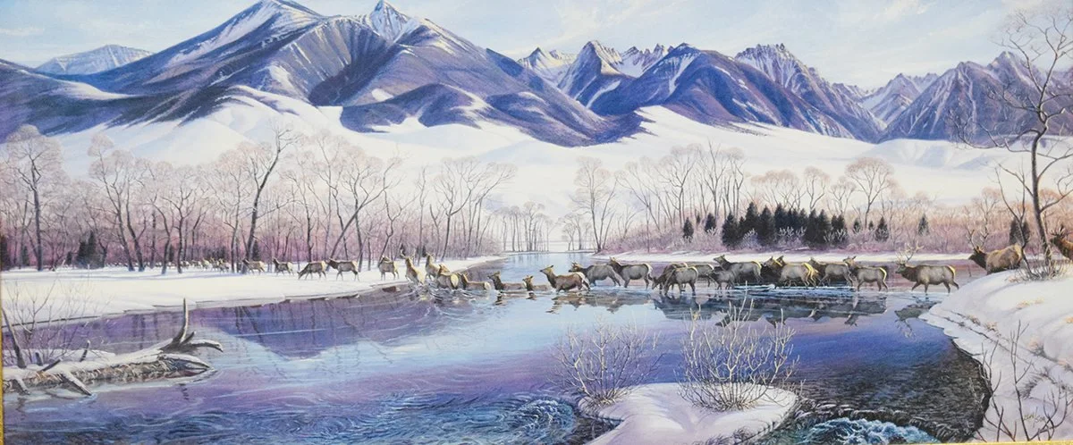 Zabel, Larry, print, Paradise Dressed In White, #264/500, 14" x 34", framed, signed lower left, certificate of authentication
