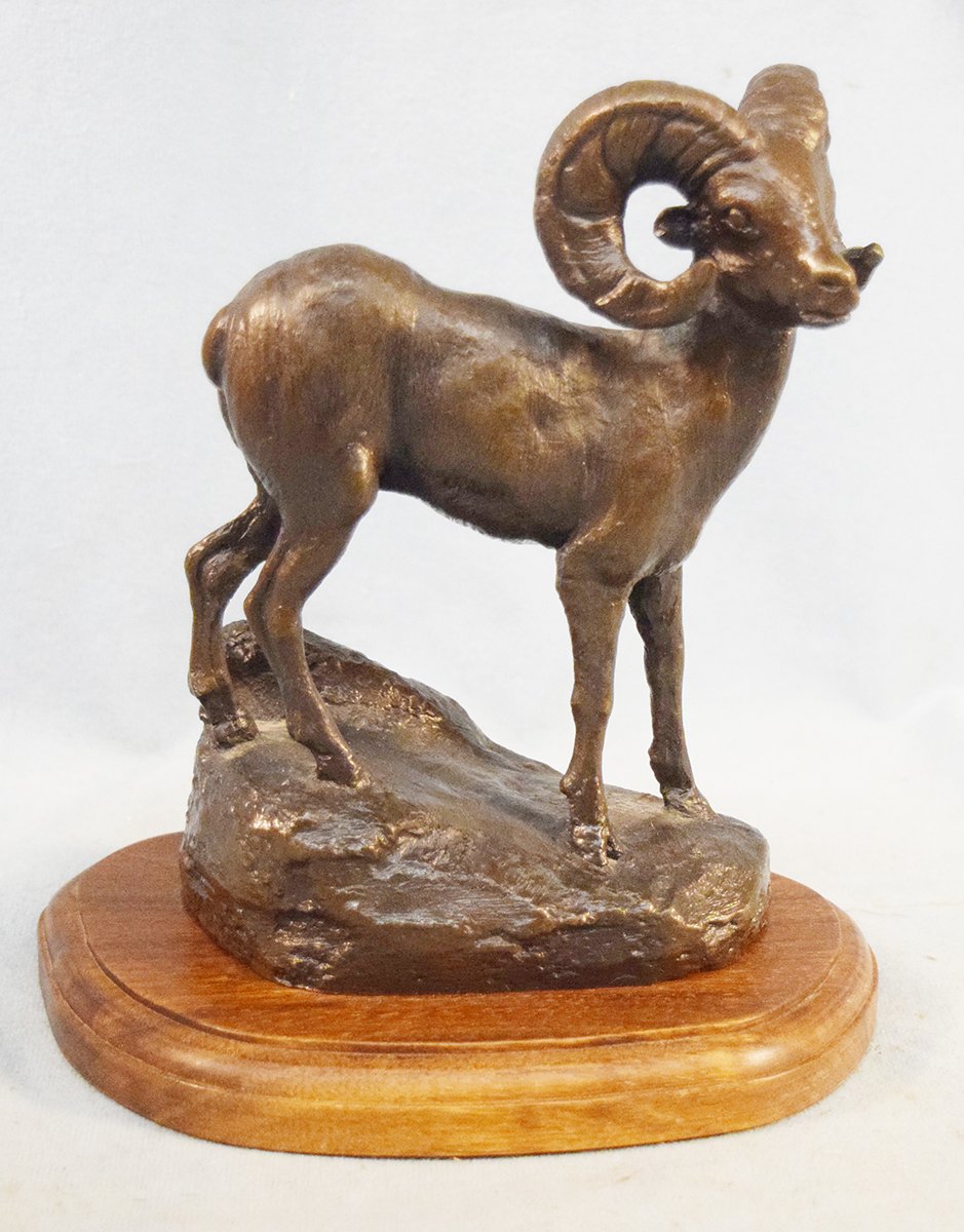 Heikka, E.E., bronze, Big Horn Sheep, #17/35, 5" x 7" x 3 ", wood base
