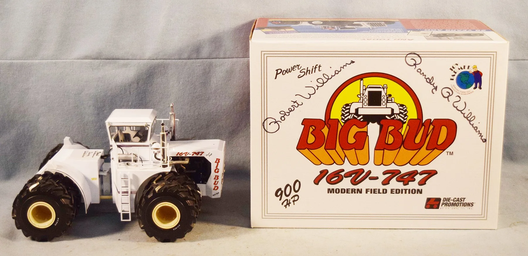 Big Bud toy tractor, 1/32 scale, autographed by Williams Bros., new in the box, rare
