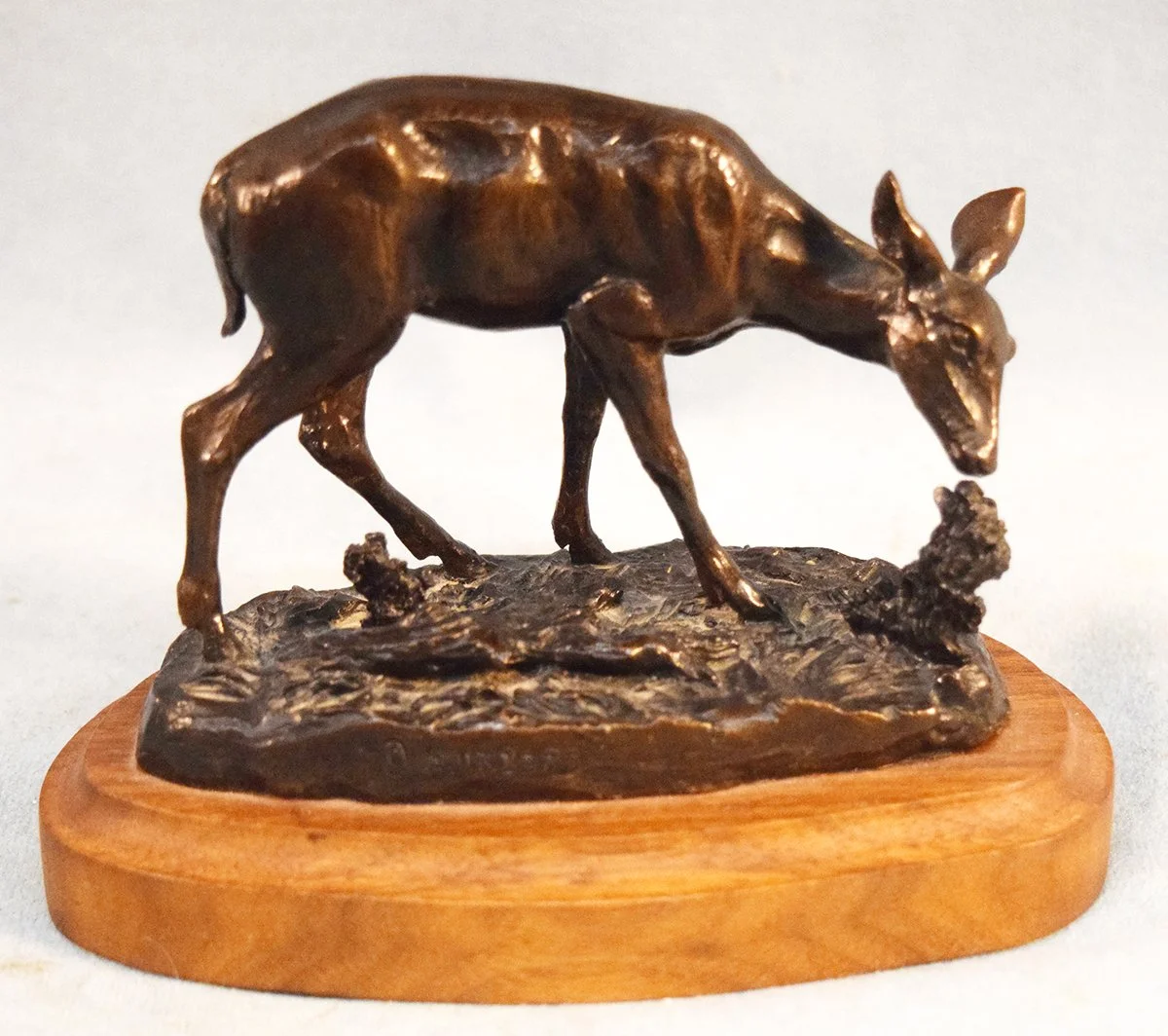 bronze, Deer, 3½" x 4½" x 3", wood base