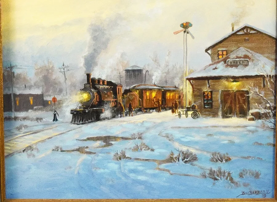 Barber, Bill, original oil on board, Mail Stop, 12" x 16", framed, signed lower right