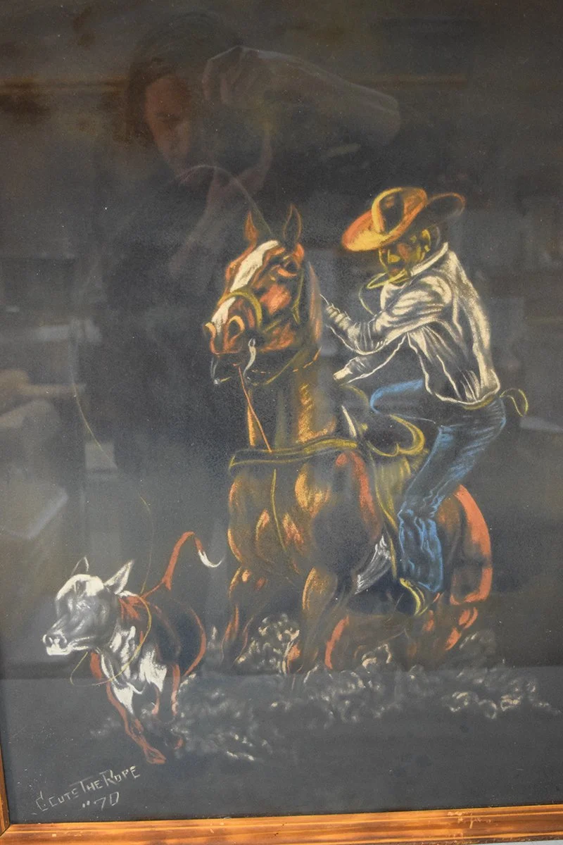Cuts the Rope, Clarance, original pastel, The Calf Roper, 26" x 20", framed, signed lower left