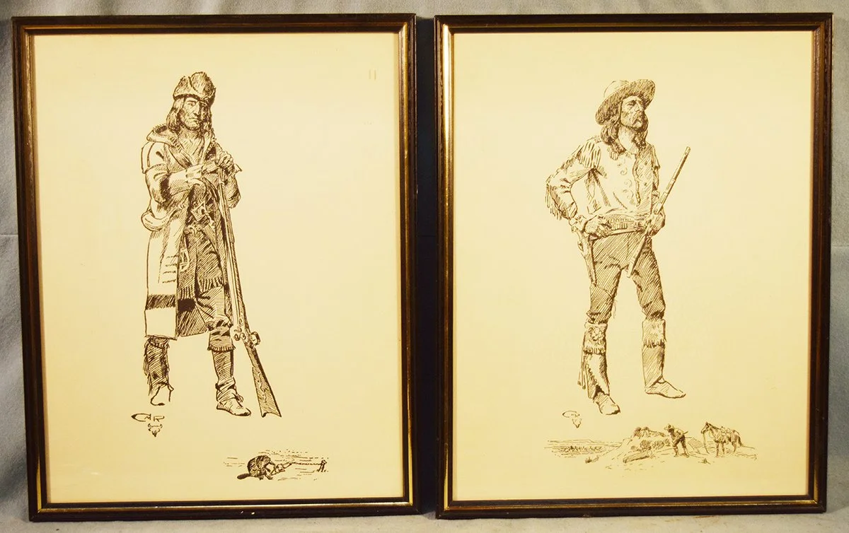 (2) Russell, C.M., prints, The Scout & The Trapper, both 14" x 11" framed
