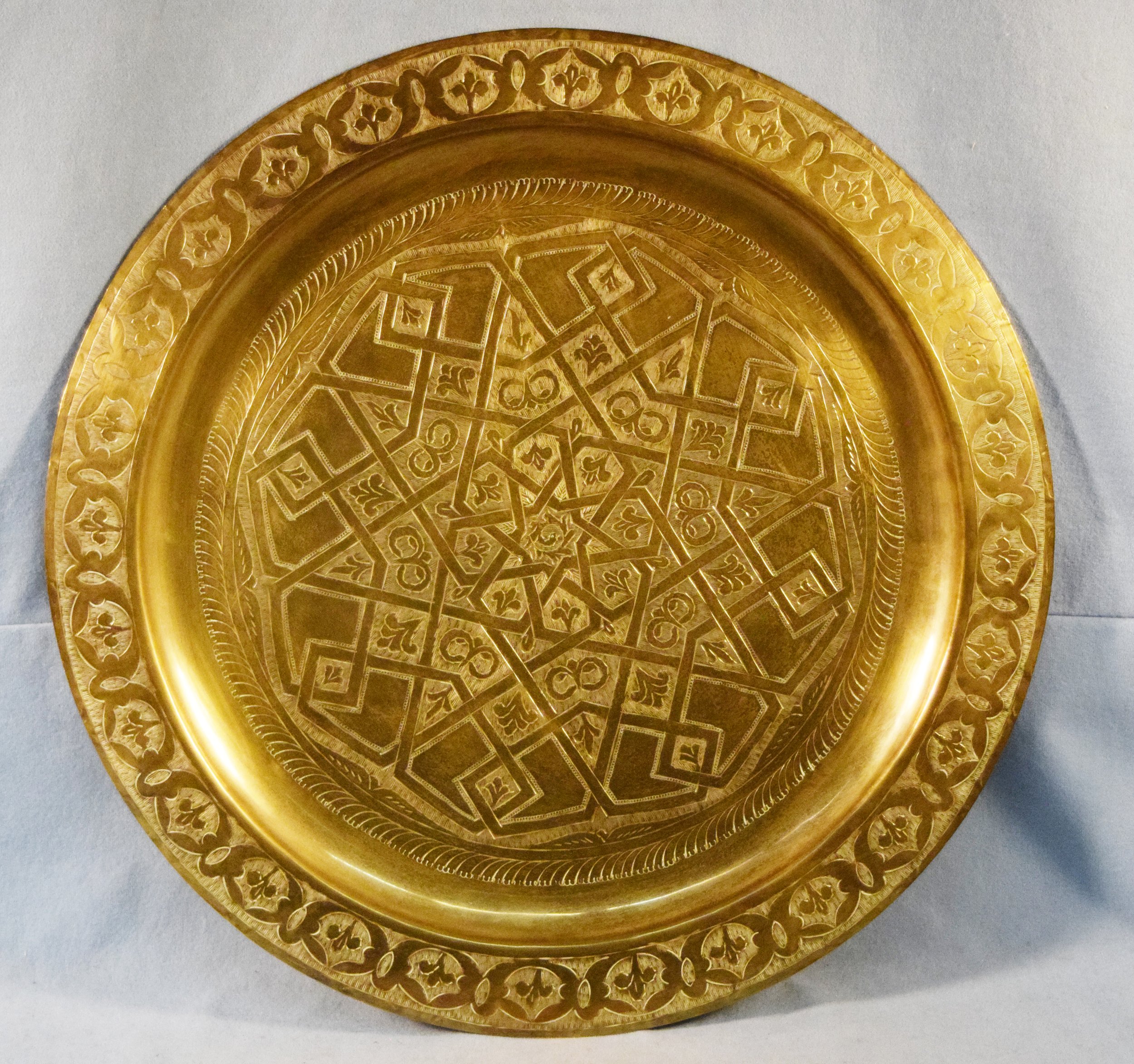 Large brass platter, 19.5" diameter