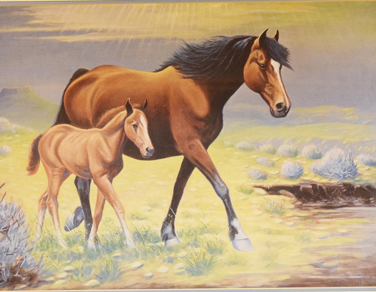 Raines, Bill, print, Mare & Foal, #791/1000, 17" x 23", framed, signed lower right
