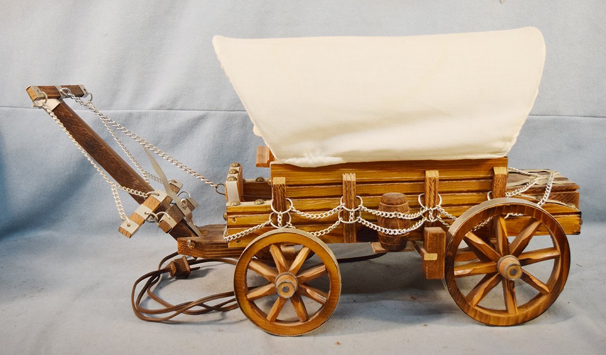 Connestoga wagon lamp, Dale Hames Enterprises, 23" x 10" x 12"
