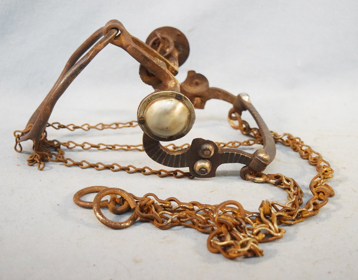 Vintage iron mexican ring bit, marked EG, Mexico
