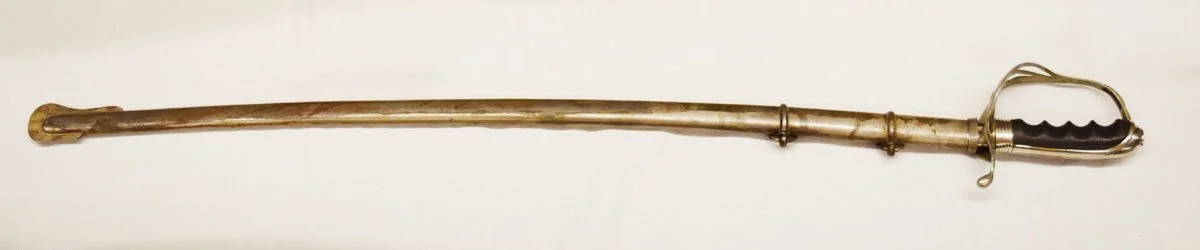 US Military sword, marked McLilley Co., Ohio, 31" fancy etched blade, brass  hilt
