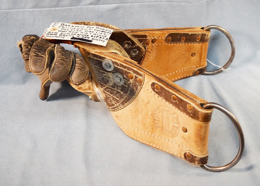 Scott Montague bareback rig and glove, National Bareback Rookie 1997, autographed