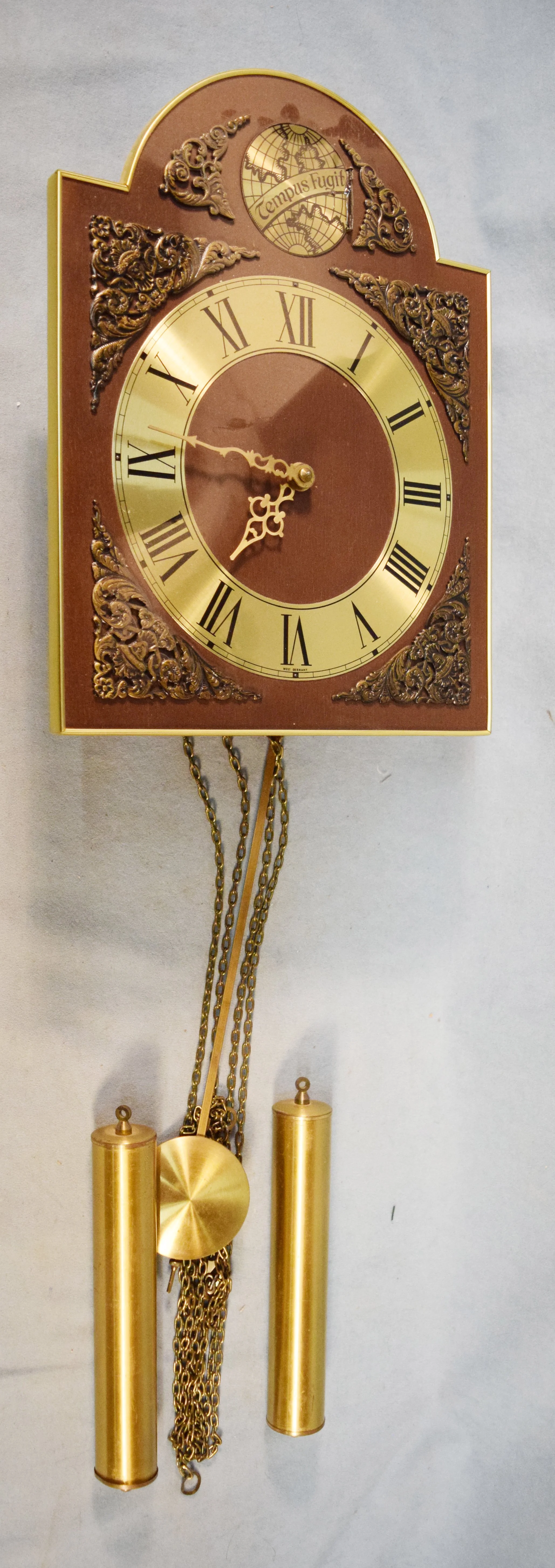 German made cuckoo clock, Tempus Fugit, with weights