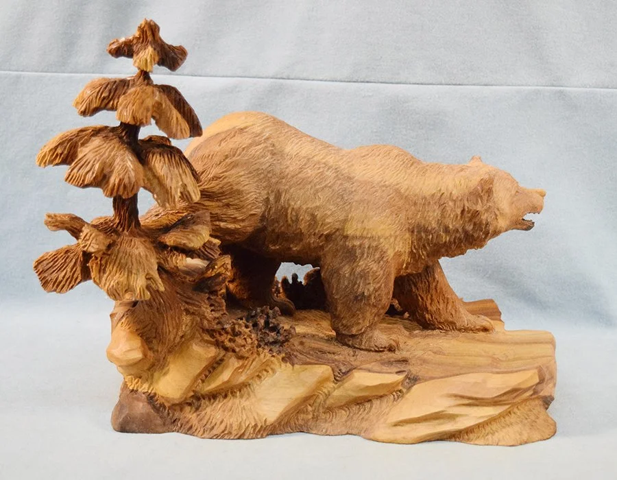Kosel, Joan (Red Lodge/now AZ), wood carving, Grizzly Bear, 10" x 11" x 8", signed & numbered #192, 2004 