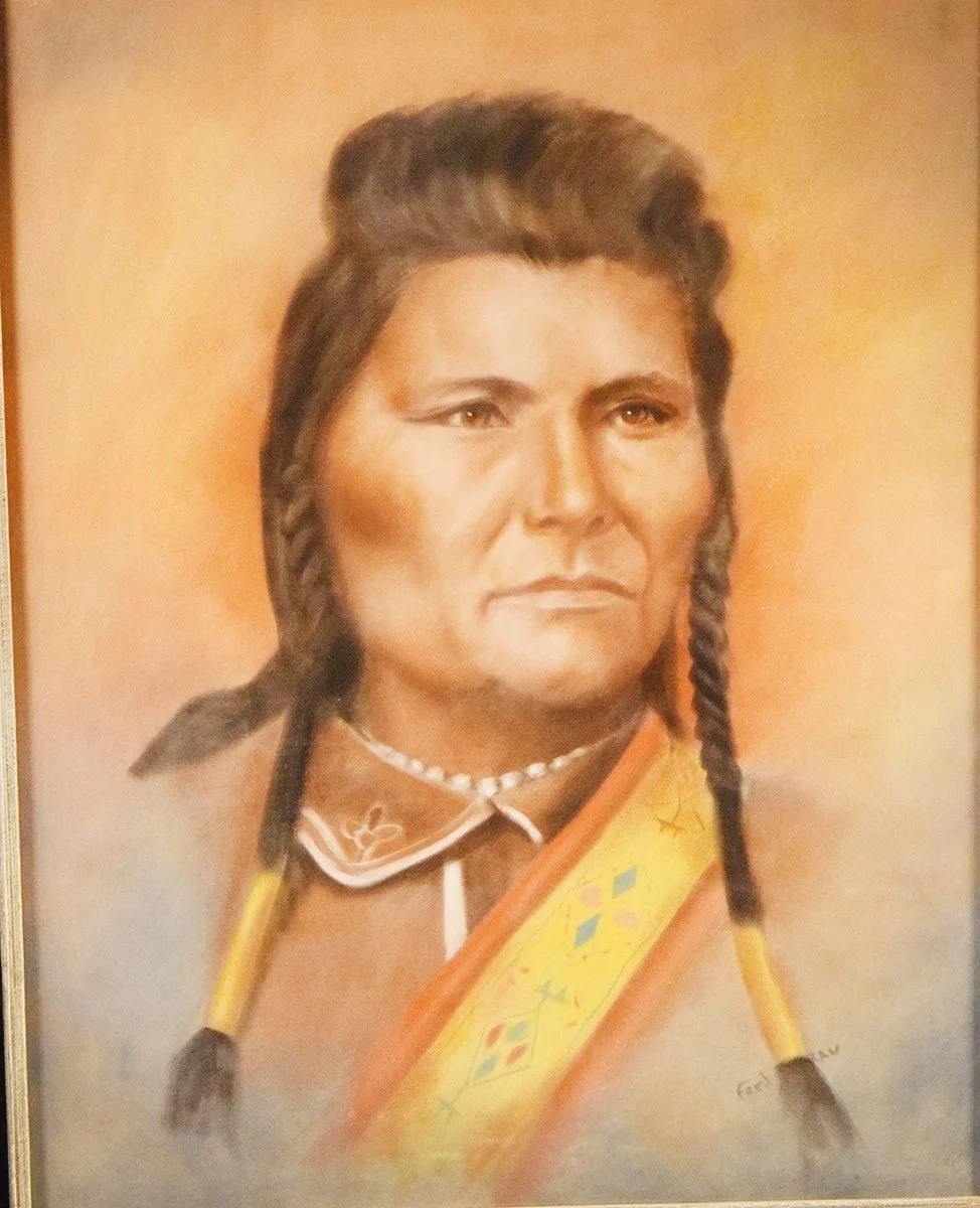 Duran, Fred, original pastel, Chief Joseph, 20" x 16", framed, from the Jack Palance actor Estate, signed lower right