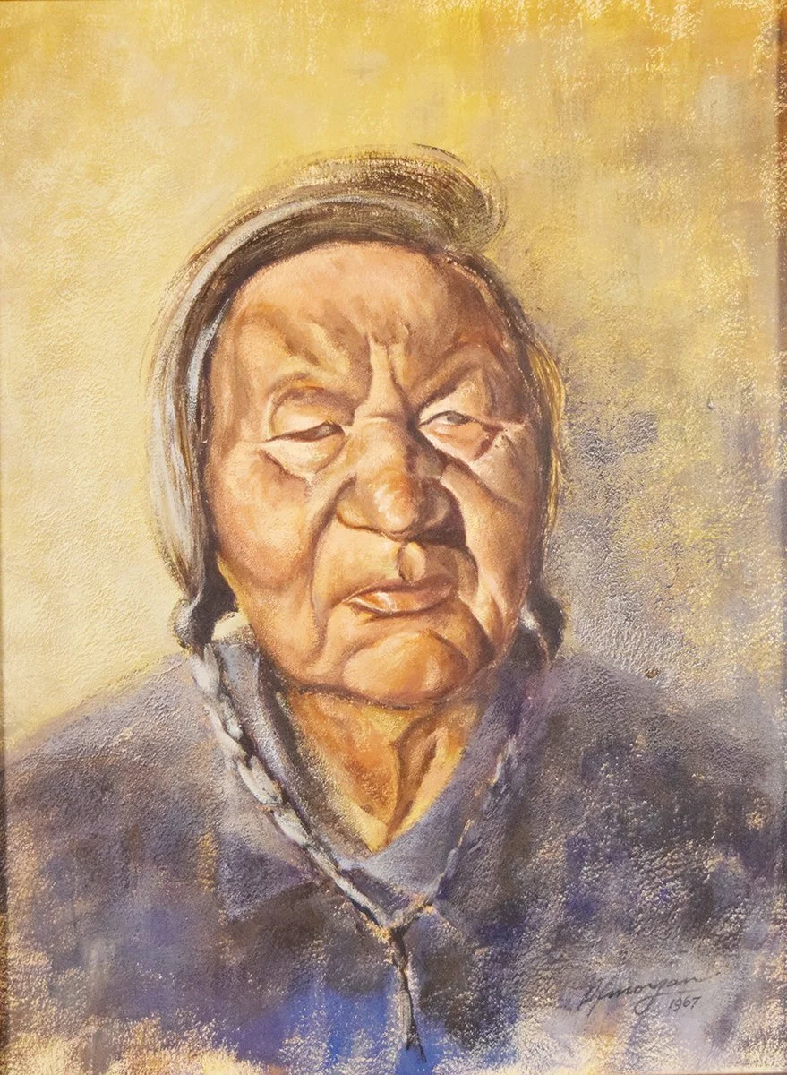 Morgan, Bob, original oil on board, John Two Teeth, 1967, 16" x 12", framed, signed lower right