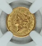 1851 $1 Type 1 Coronet, NGC Genuine AU