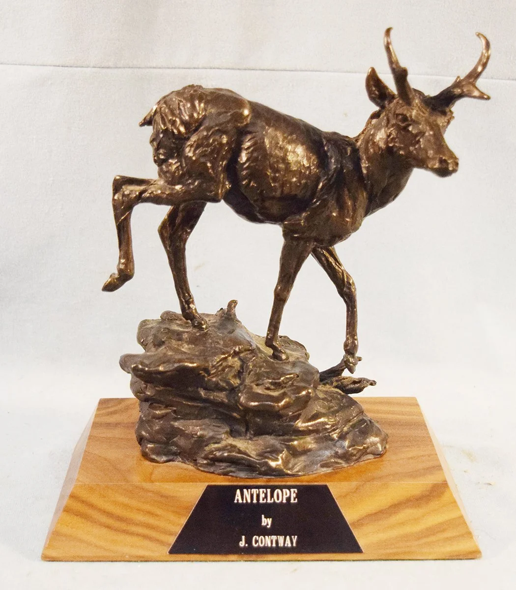 Contway, Jay, bronze, Antelope, #20/50, 8" x 6" x 3", wood base
