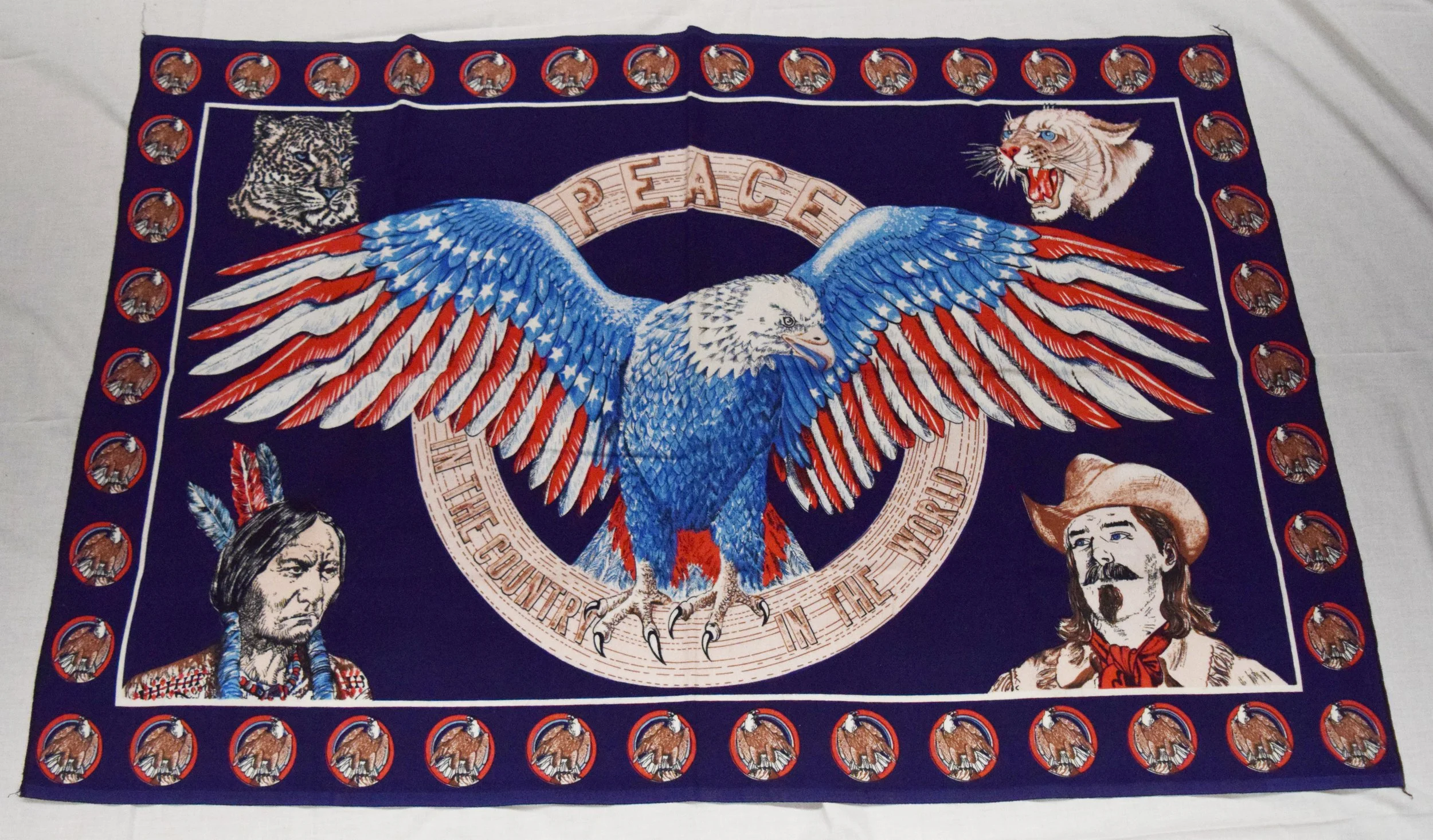 Vintage American eagle tapestry, 34.5" x 53.5"
