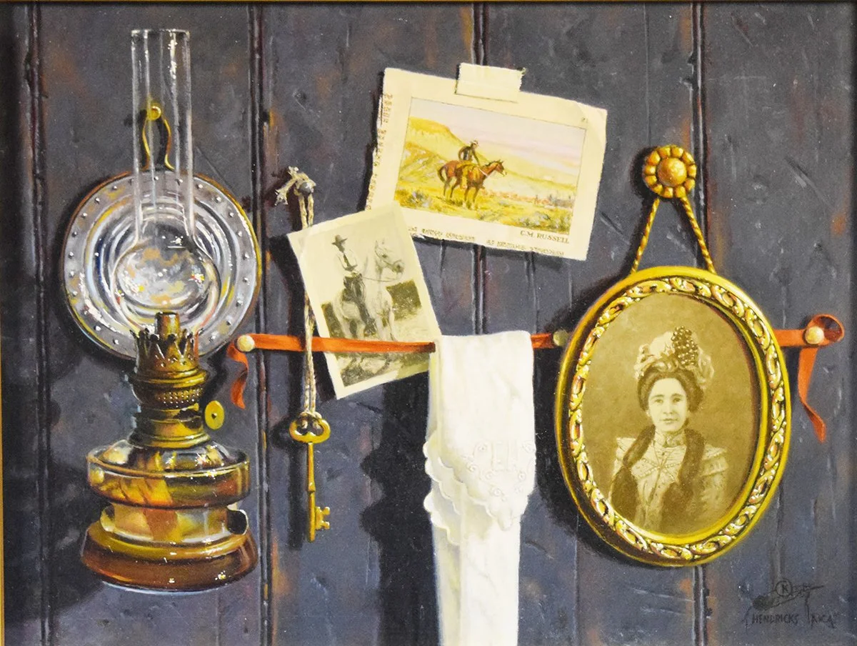 Hendriks, K. M., original oil on board, A Look Back, 12" x 16", framed, signed lower right