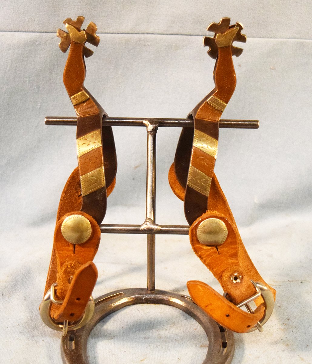 Hall lady leg silver & copper mounted spurs
