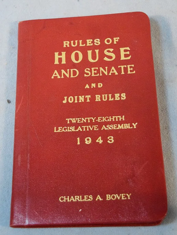 Montana State House Rules Book, belonged to Charles Bovey