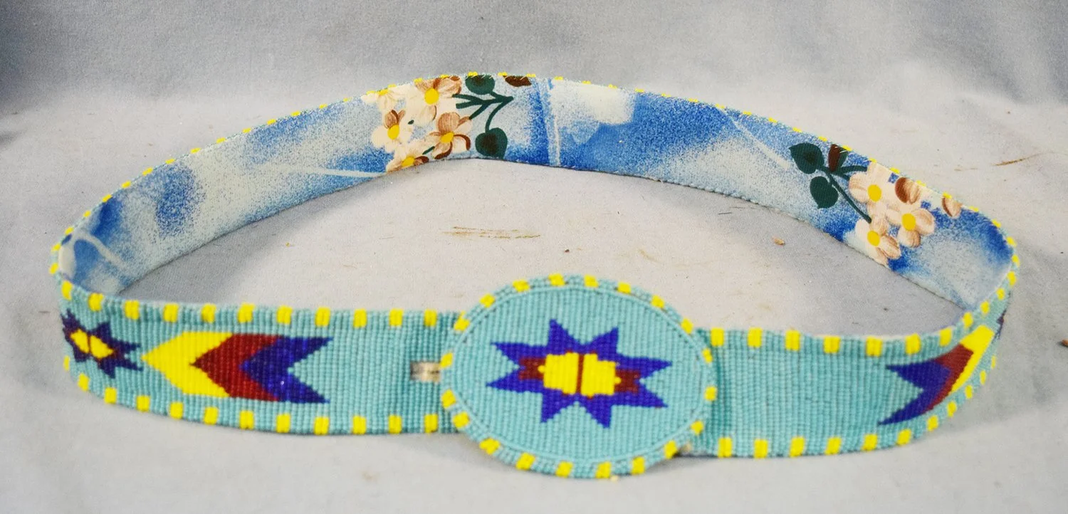 Plains Indian beaded belt with matching beaded belt buckle, 36"
