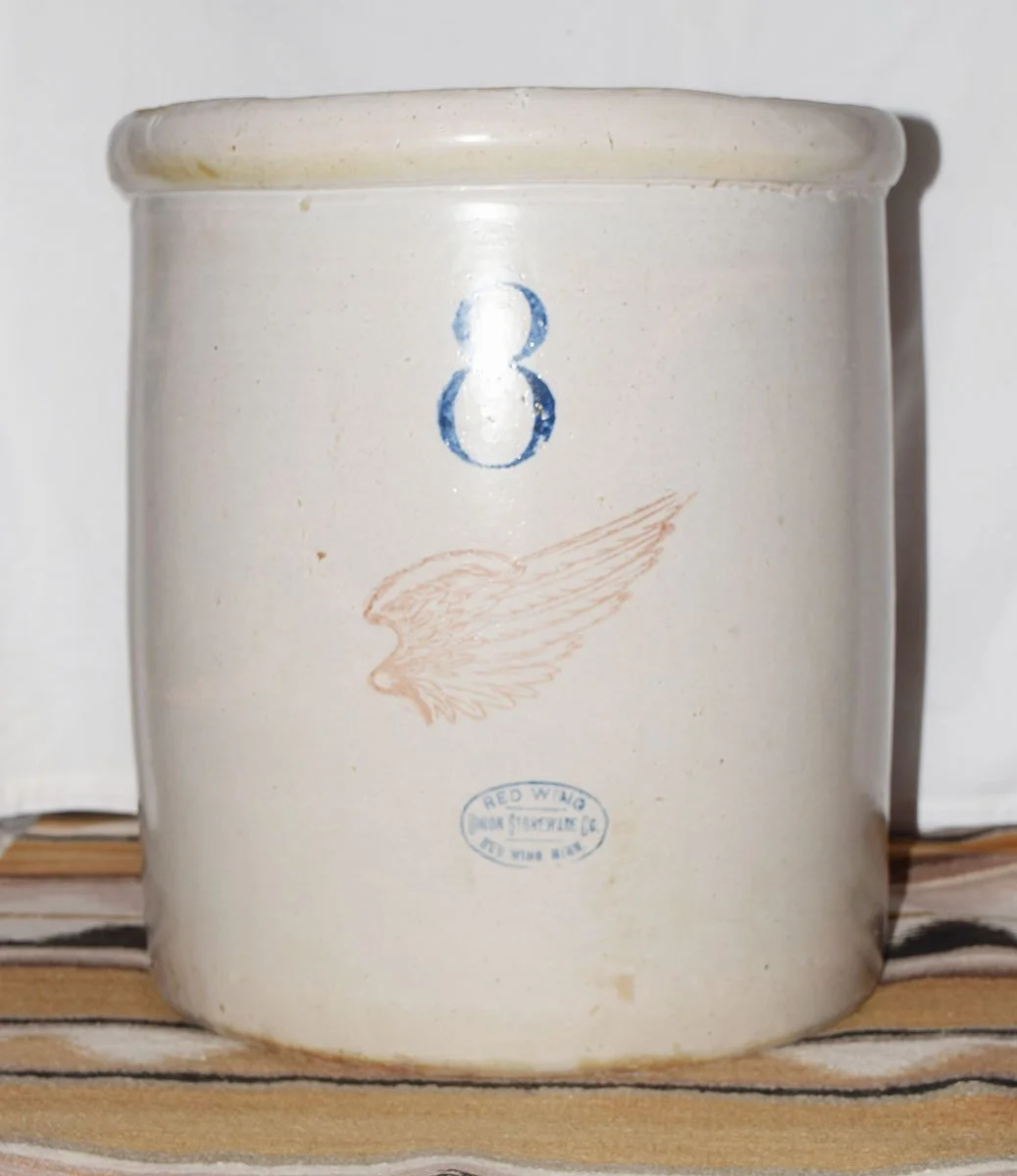 Redwing 8 gal, large wing, one hairline crack
