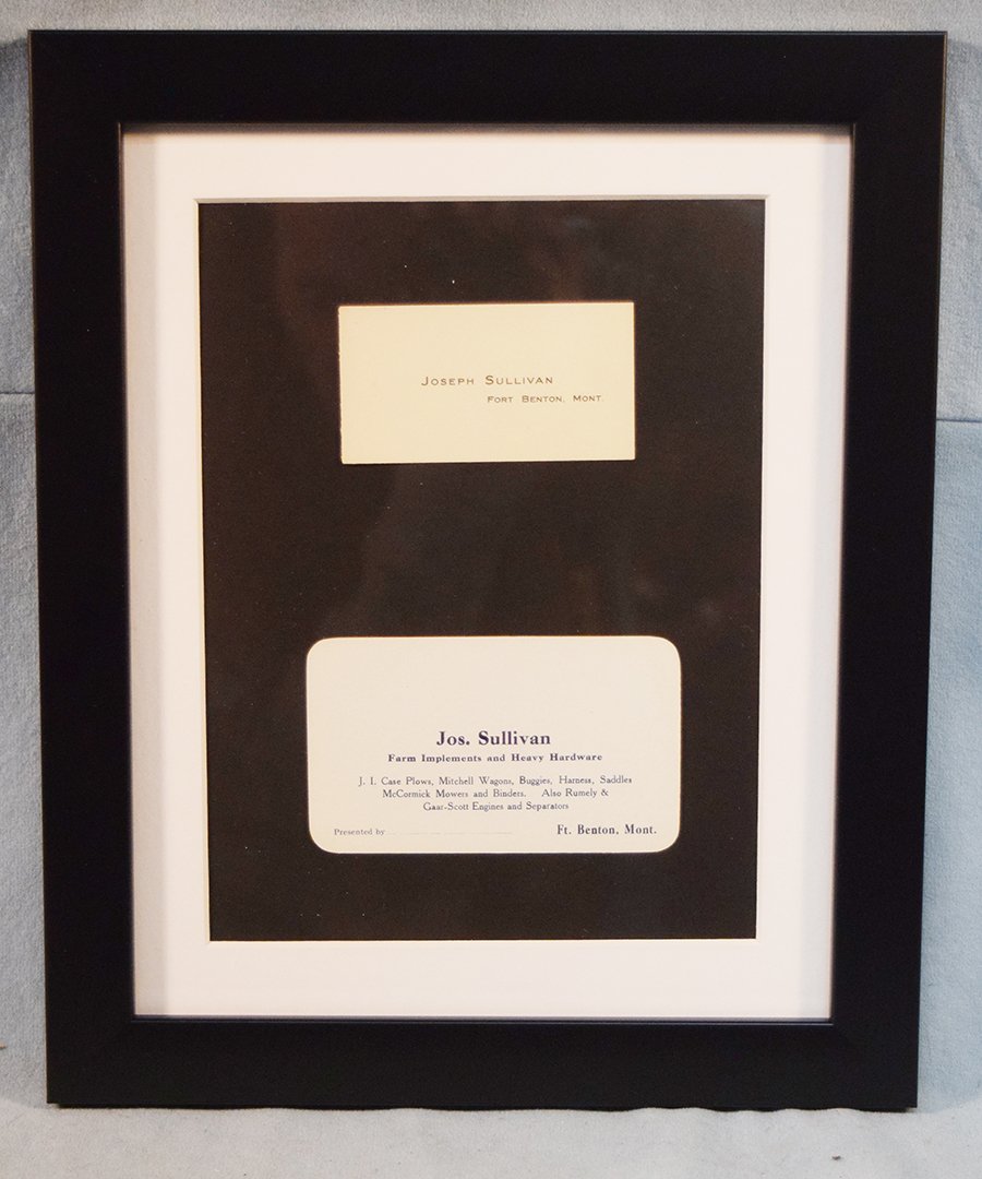 Joseph Sullivan, Fort Benton, MT vintage business card, framed