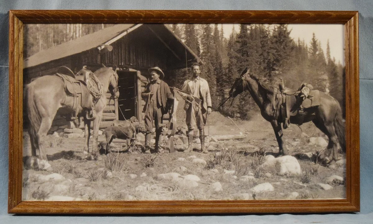 Ward, E. J., original photo, Old Time Bear Trappers in Santa Fe, NM, 1915, 10" x 18", framed
