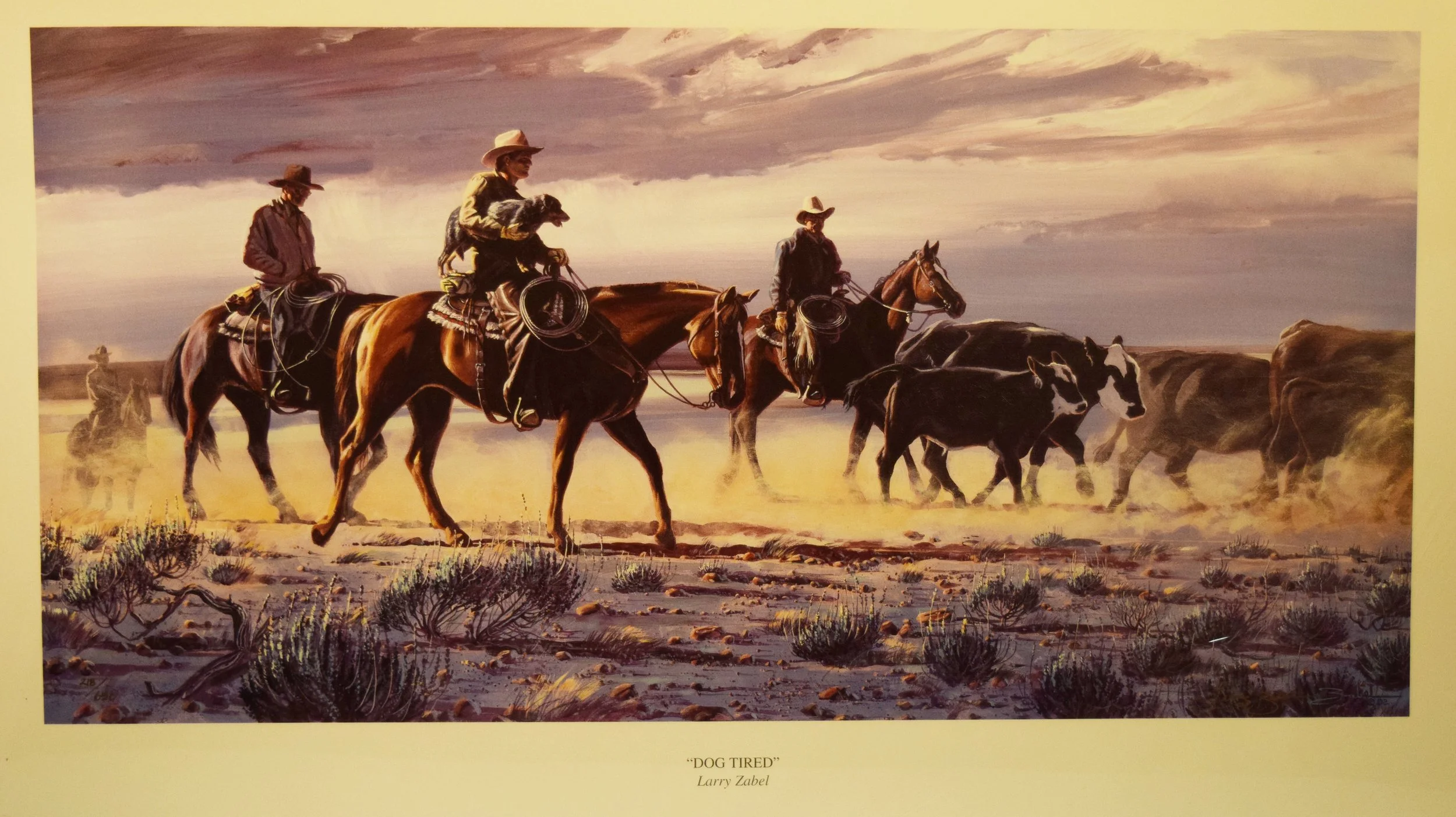 Zabel, Larry, limited edition lithograph, Dog Tired, 15.5" x 32", signed & numbered, #218/650, signed lower right, with certifcate of authenticity
