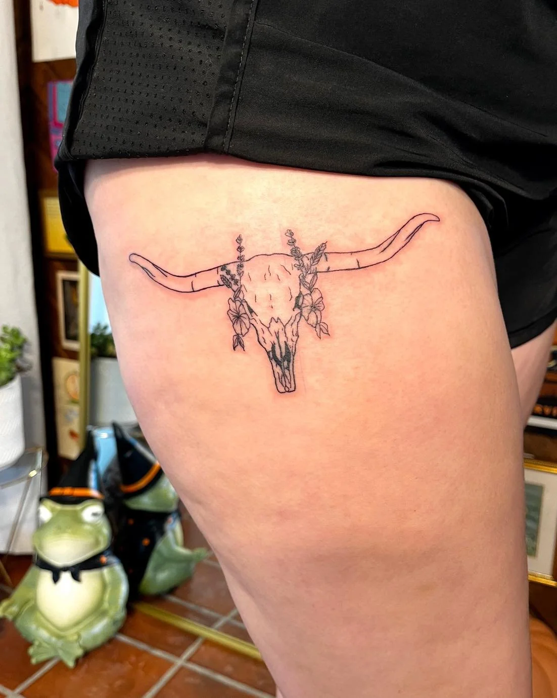 The first picture was a tattoo I did in my client over a year ago! She wanted to add some more around it so she came back in and we added all these flowers!