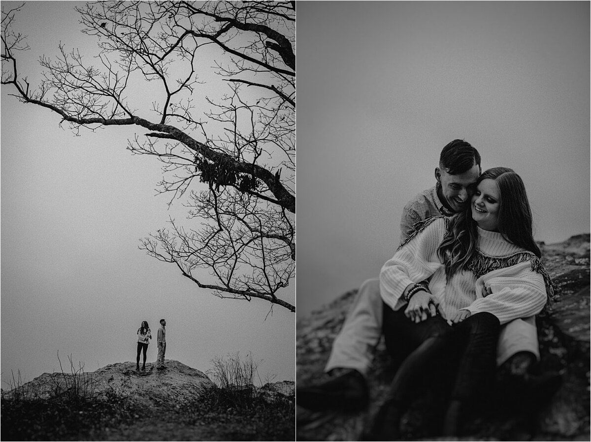  An eerie foggy late fall engagement session that feels like Sleepy Hollow outside of Chattanooga, Tennessee 