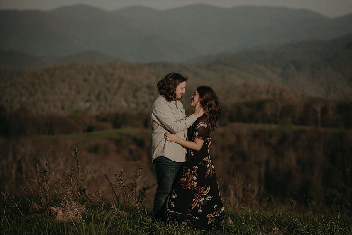 An engagement session atop Max Patch Mountain in North Carolina