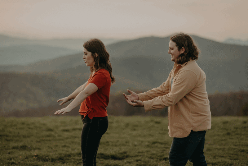  A GIF of the bride practicing trust falls with her groom at this mountain love story photo session in western North Carolina by Taylor English Photography 