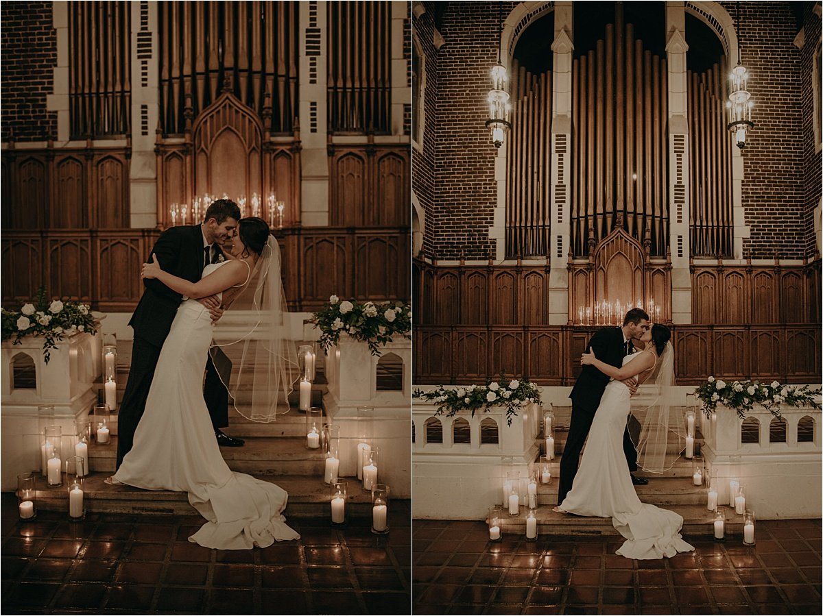 Patten Chapel's awe-inspiring archways lend to these ultra romantic portraits of the bride and groom