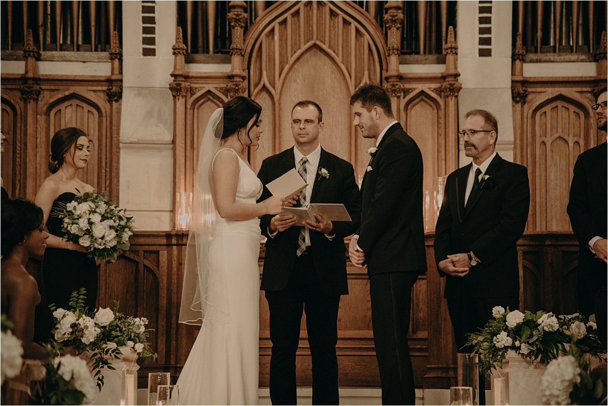 Beautiful vows were exchanged on the altar at Patten Chapel
