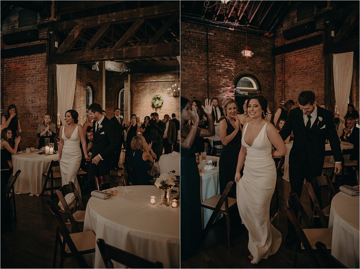 The bride and groom make their reception entrance