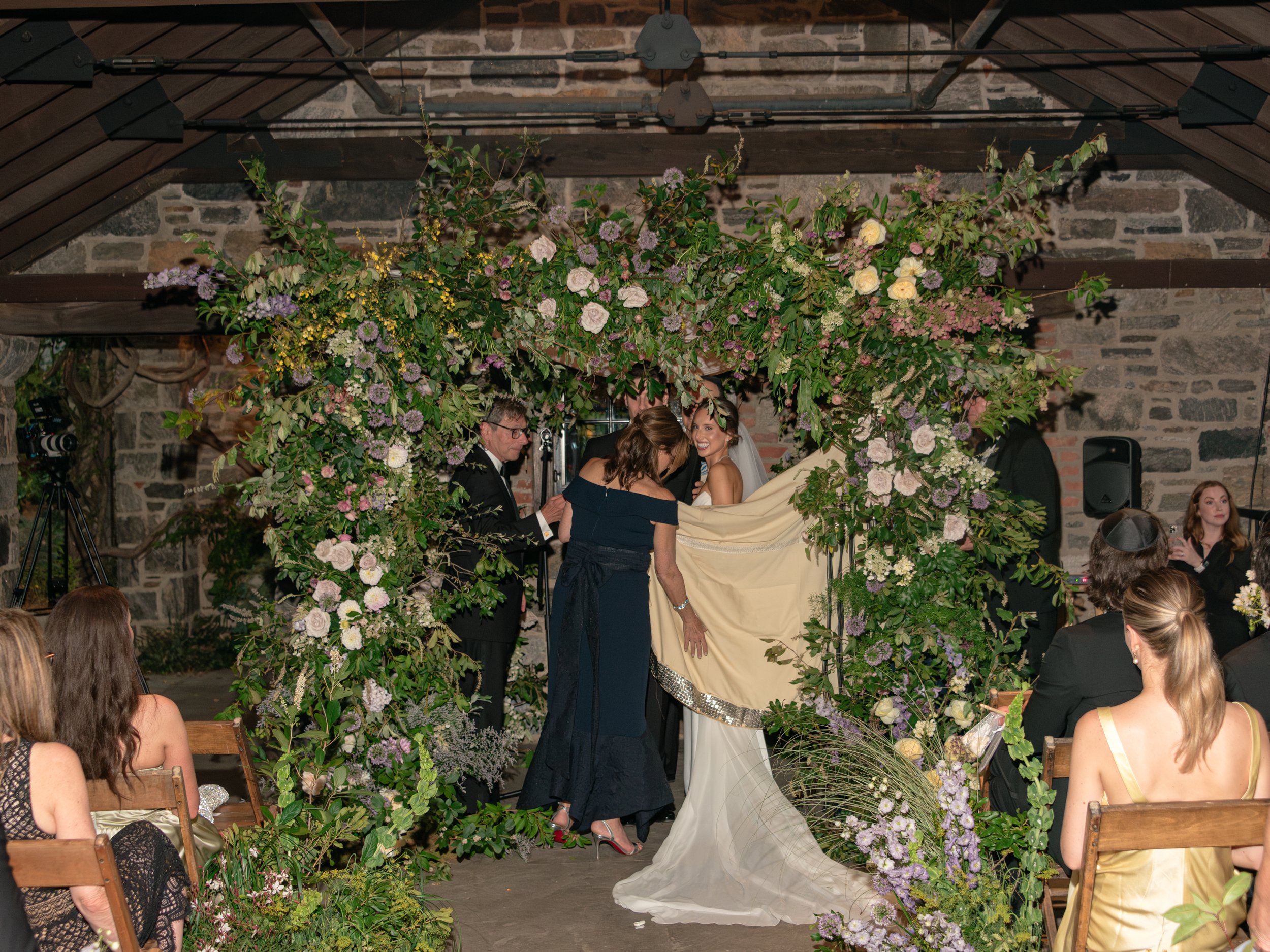 Jewish wedding ceremony beneath the pergola at Blue Hill at Stone Barns.